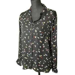Philosophy Confetti Button-Up Long Sleeve Blouse (M)